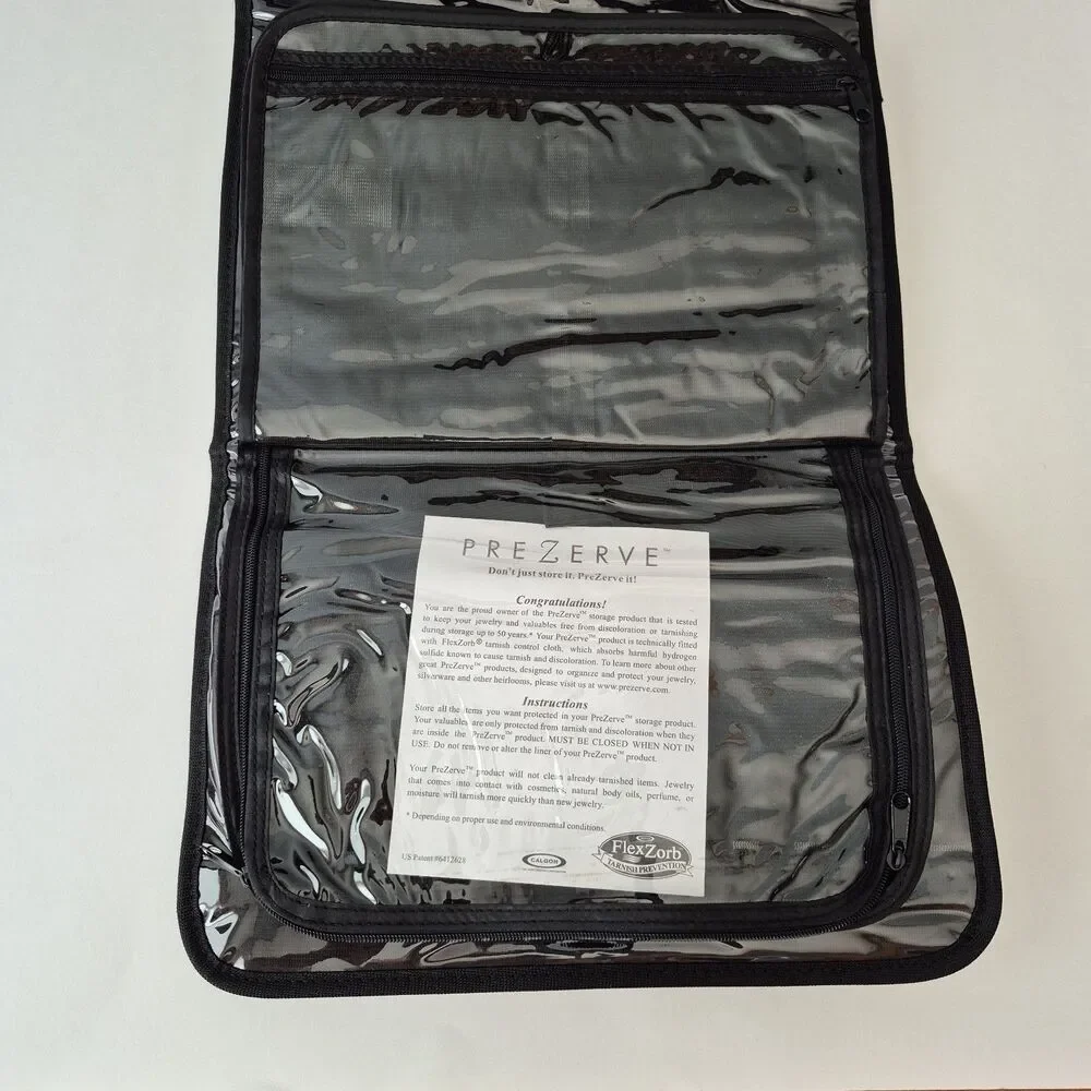 PreZerve Black Brown Cheetah Print Tri Fold Travel Jewelry Organizer Bag